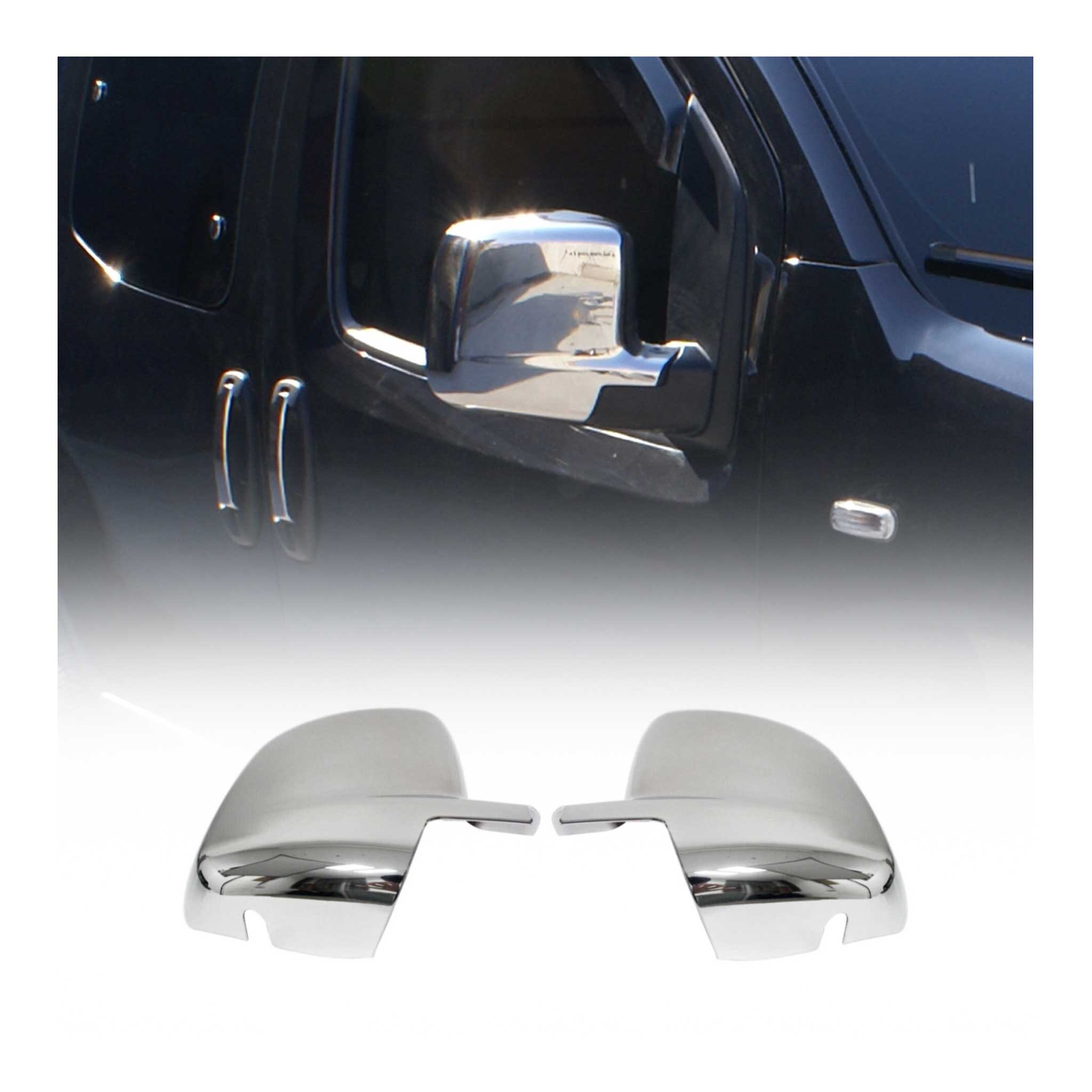 Coques de Rétroviseurs pour Fiat Fiorino 2008-2021 en Acier Chromé Argent