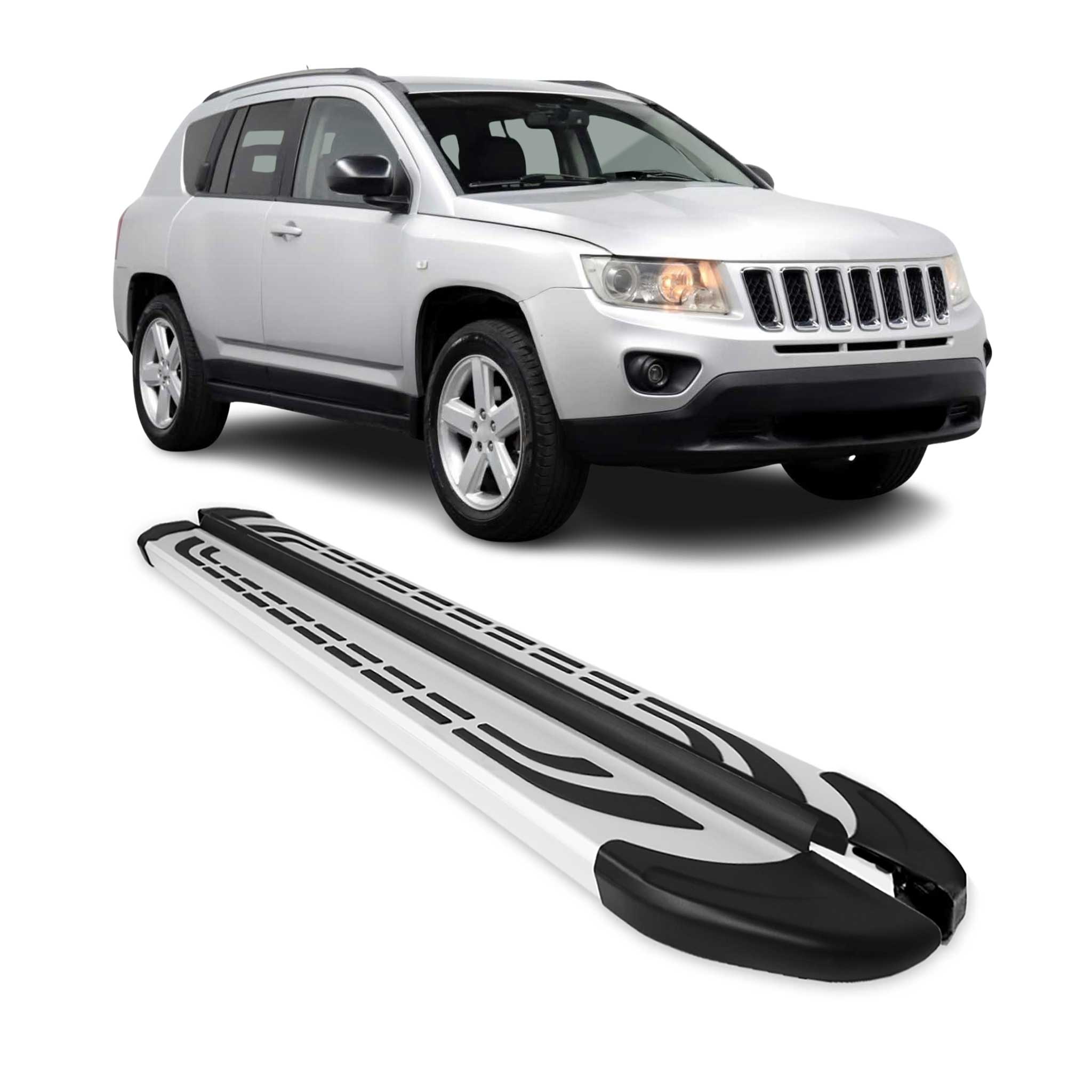Marchepieds Latéraux pédale pour Jeep Compass 2011-2016 Aluminium Gris 2Pcs