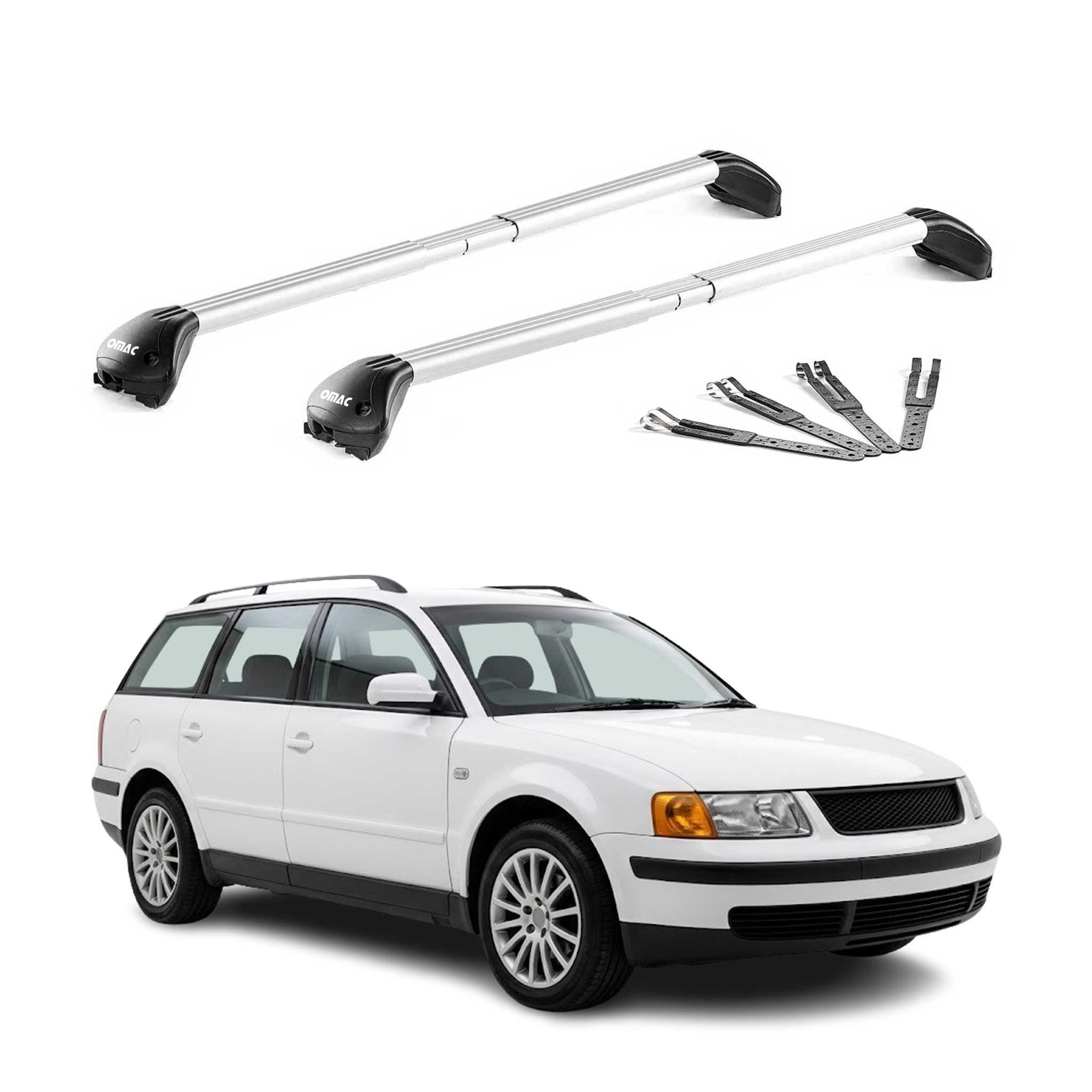 Barres de toit pour VW Passat B5 Break 1996-2000 Pre-FL Gris Argenté 2pièces ABE