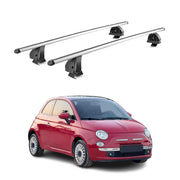 Barres de toit transversales Alu pour Fiat 500 2007-2026 TÜV 75 kg Gris 2Pcs