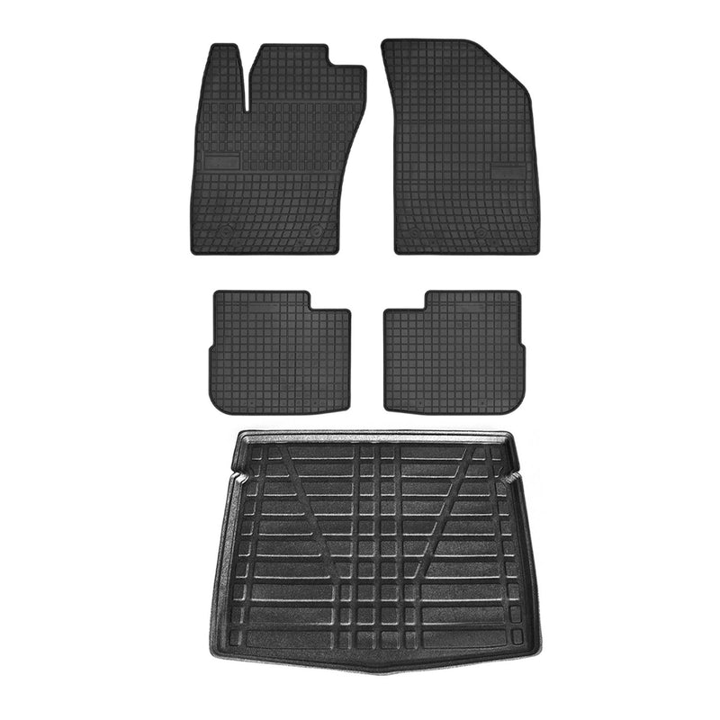 Kit Tapis de sol et coffre pour Fiat Tipo 2015-2024 HB TPE Noir