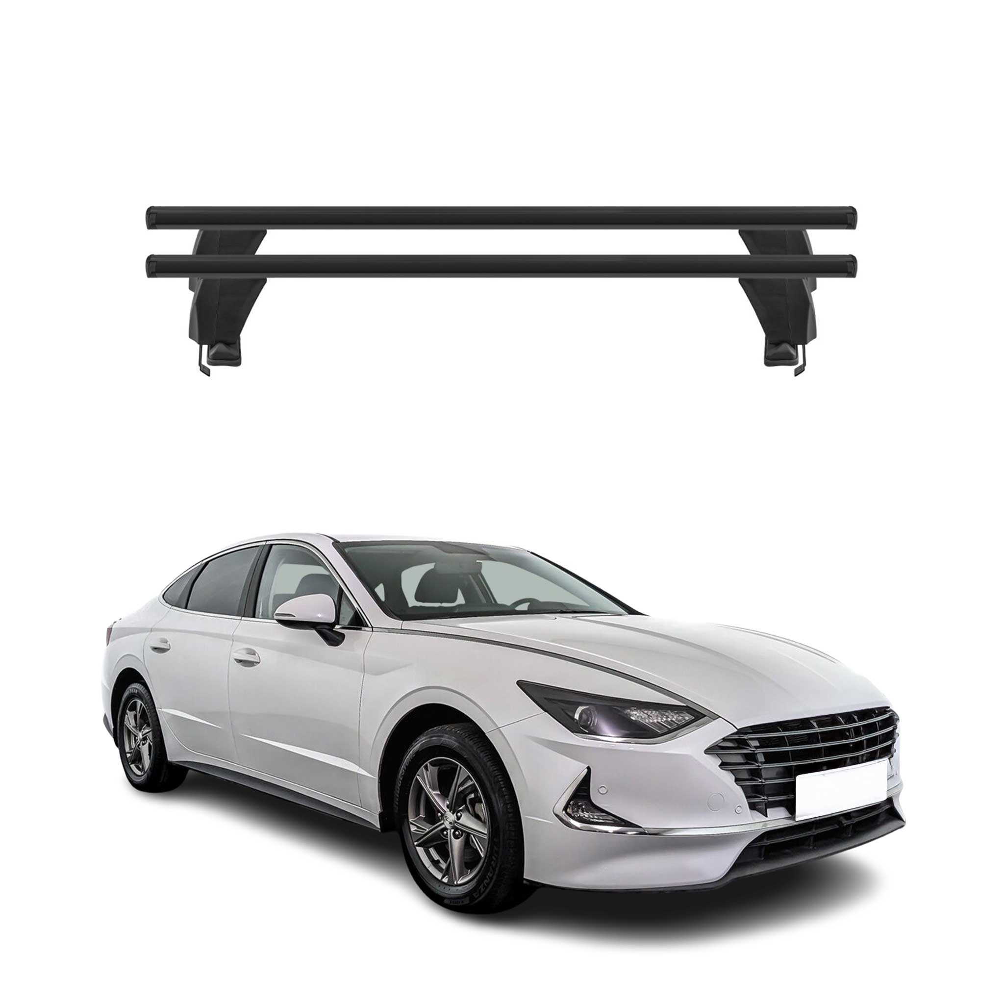 Menabo Barres de toit transversales pour Hyundai Sonata VIII 2020-26 Alu Noir 2x