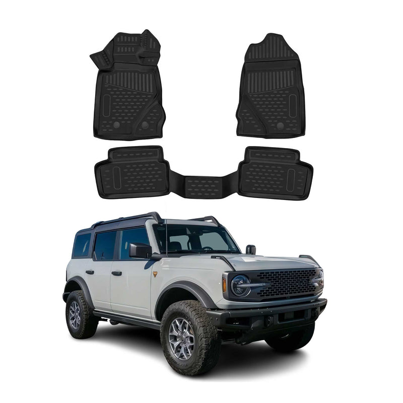Tapis de sol pour Ford Bronco VI 2022-2025 2Portes caoutchouc Noir 3Pcs