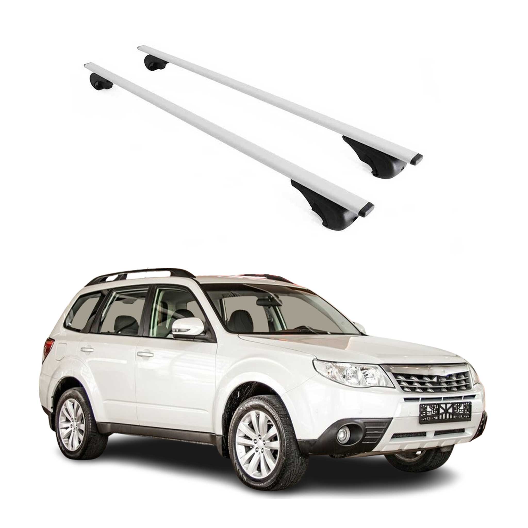 Barres de toit Transversales pour Subaru Forester III 2008-2013 Fer Argent