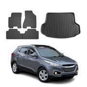 Kit Tapis de sol et coffre pour Hyundai ix35 2009-2015 en Caoutchouc Noir