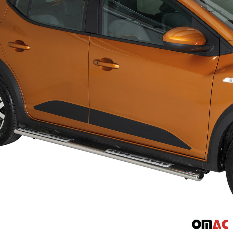 Marchepieds Latéraux pour Dacia Sandero Stepway 2021-2025 Acier Inoxy Argent