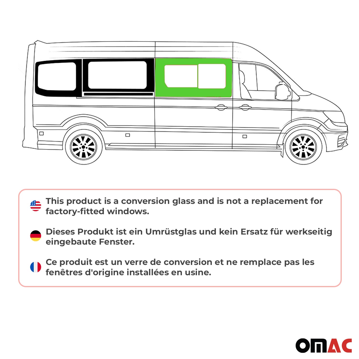 Vitre de Porte pour MAN TGE 2017-2026 L2 Avant Droit coulissante