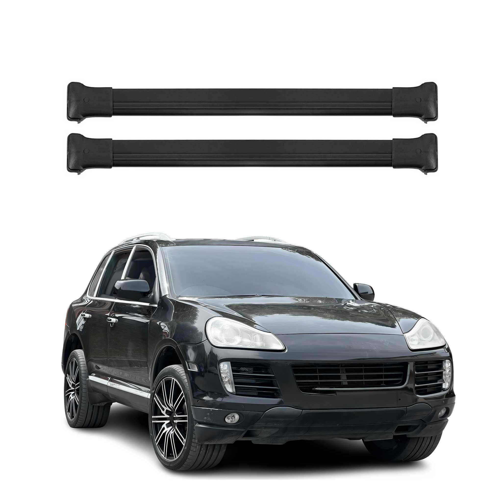 OMAC Barres de toit en aluminium pour Porsche Cayenne I 2003-2010 Noir 2x
