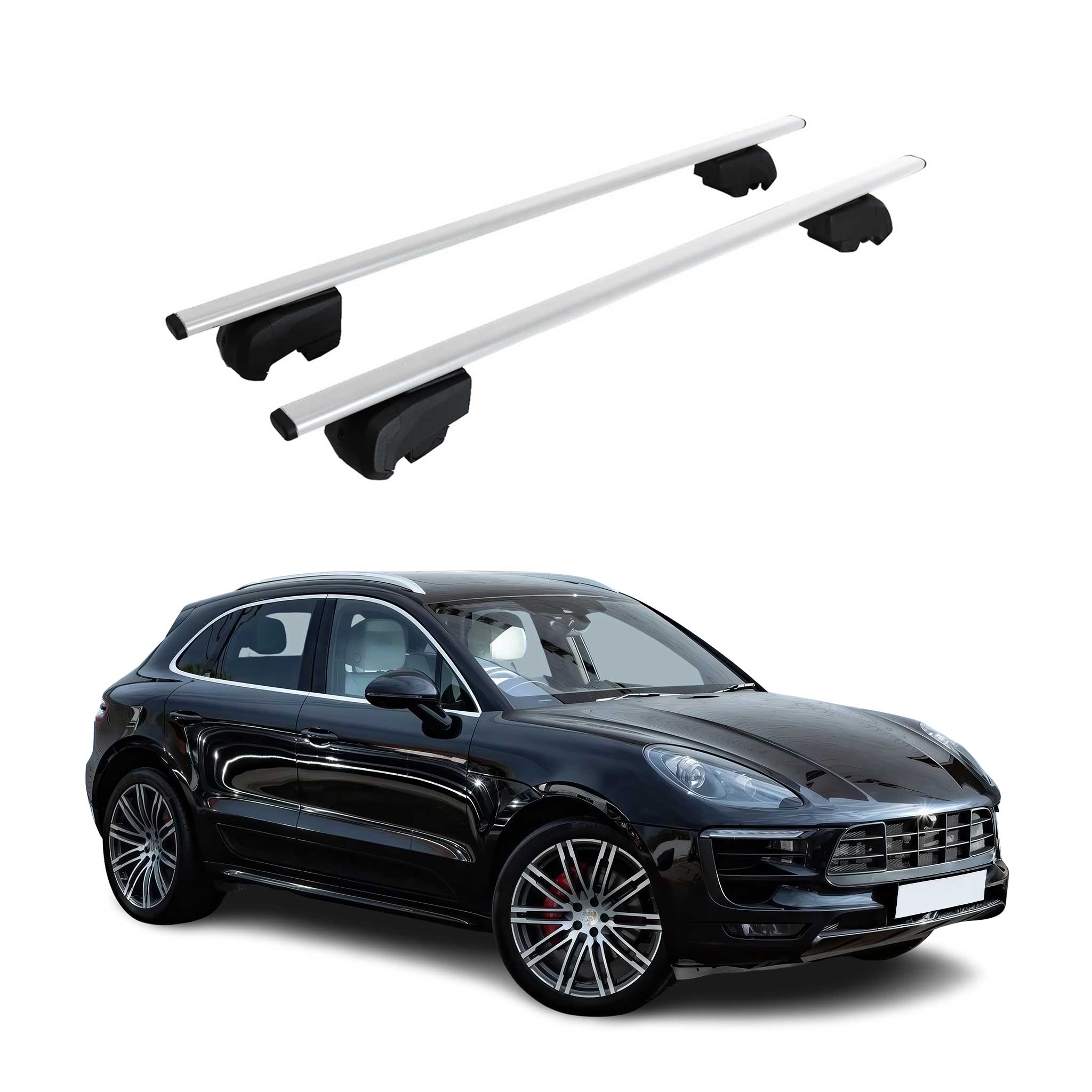 Barres de toit Transversales pour Porsche Macan 2014-2023 Fer Argent ABE