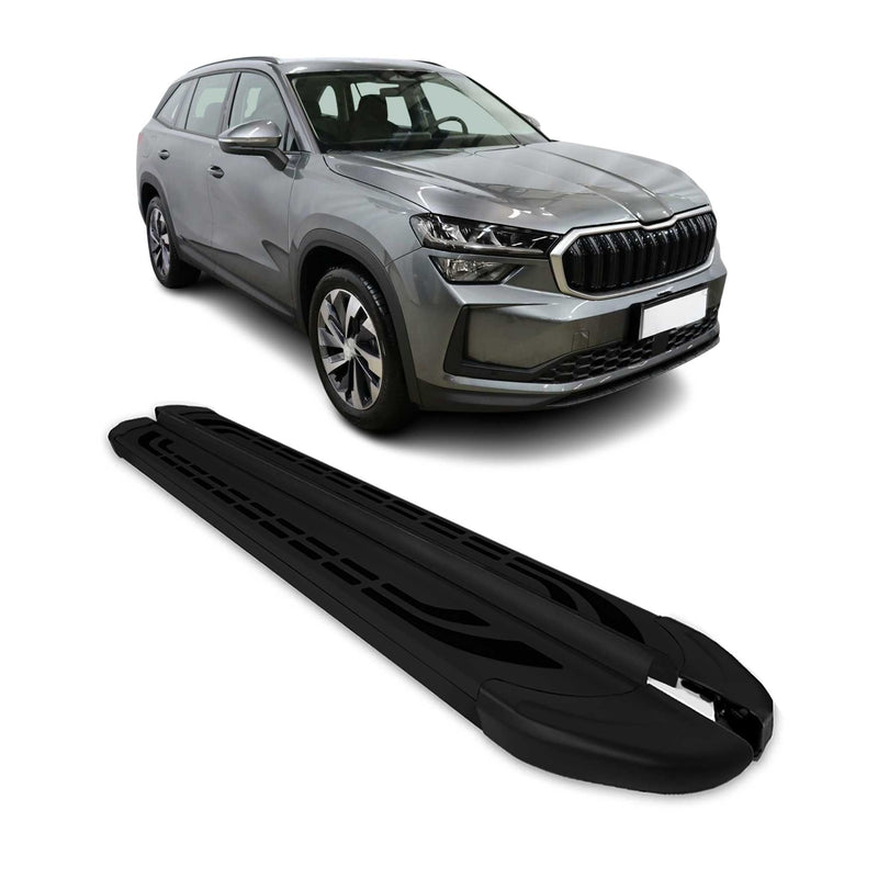 Marchepieds latéraux pédale pour Skoda Kodiaq 2024-2025 Alu Noir 2Pcs