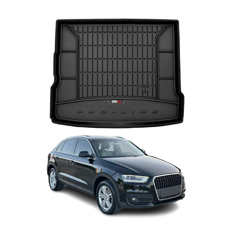 OMAC Tapis de coffre caoutchouc pour Audi Q3 2011-2018 supérieur du coffre Noir