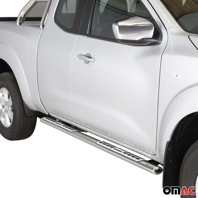 Marchepieds Latéraux pour Nissan NP300 Navara King Cab 2016-2025 Acier Argent