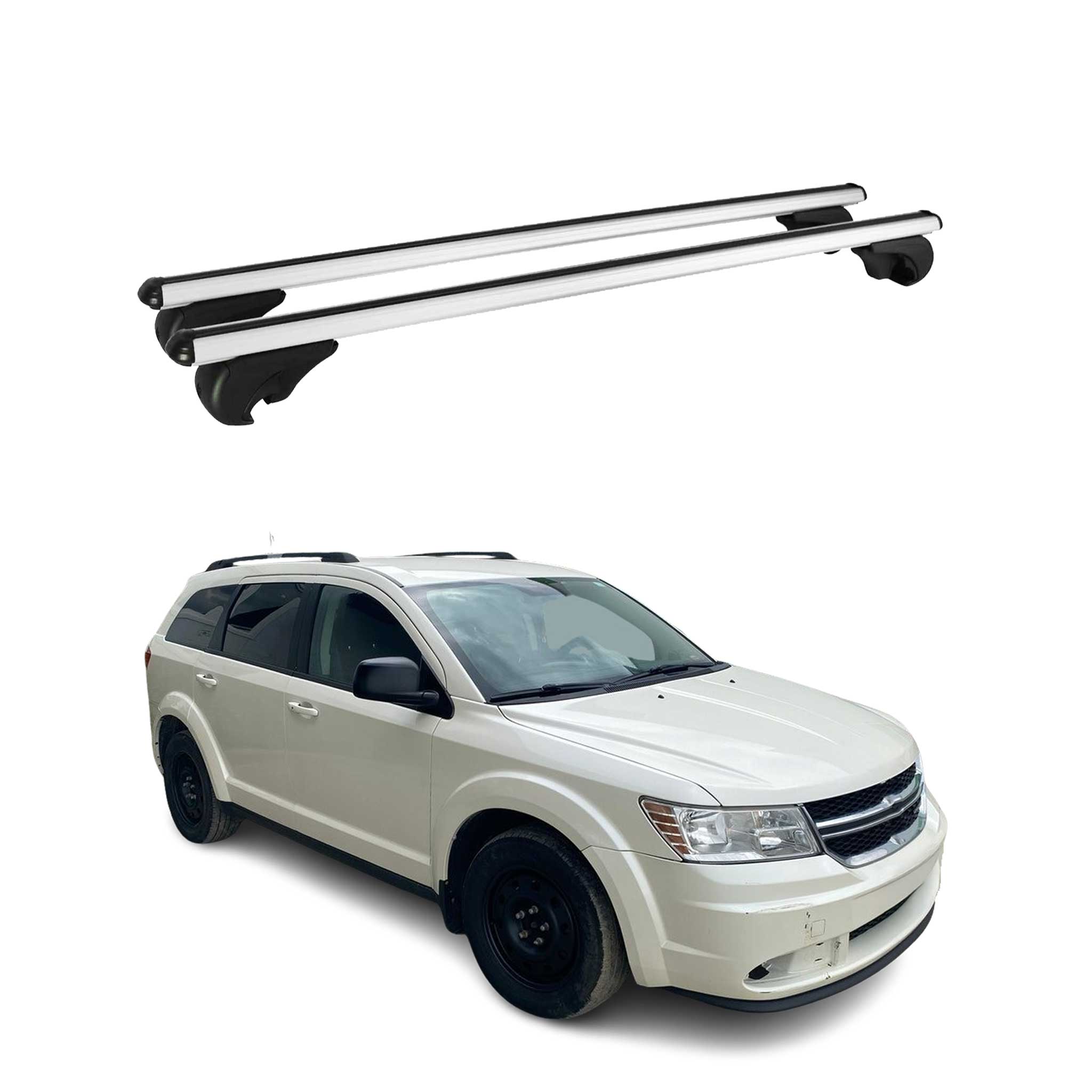 Barres de toit Transversales pour Dodge Journey 2008-2024 Aluminium Argent