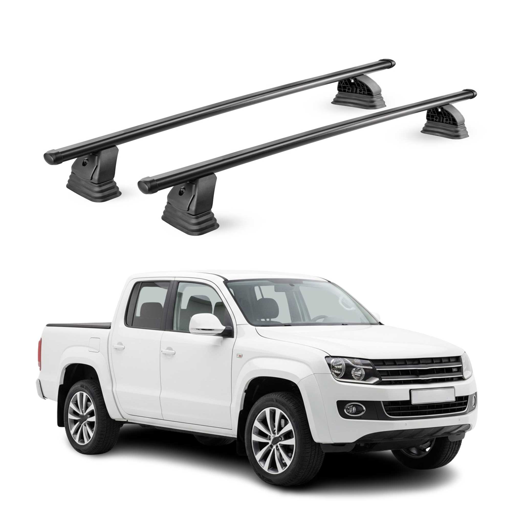 Barres de toit transversales acier pour VW Amarok I 2010-2020 TÜV 75 kg Noir 2x