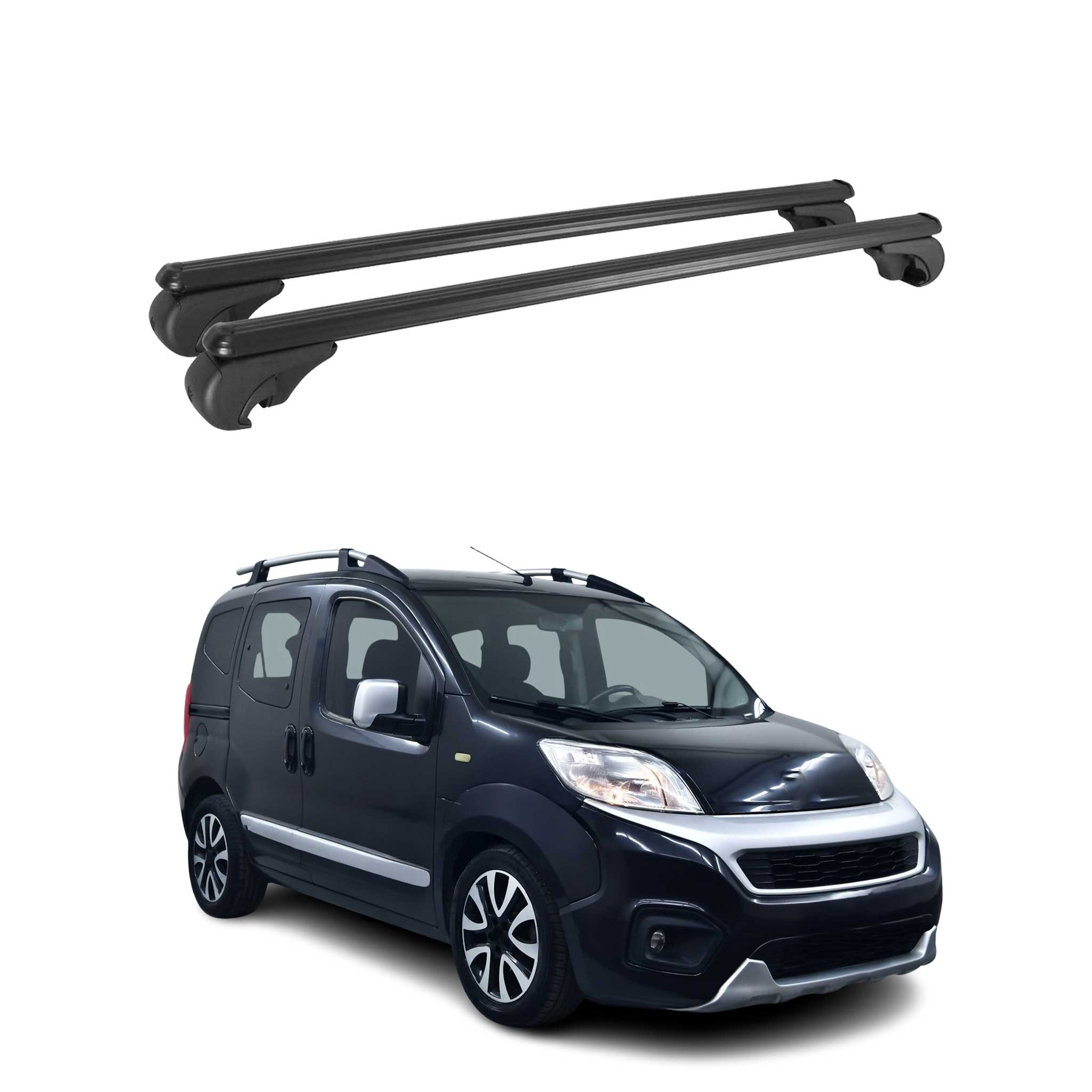 Barres de toit Transversales pour Fiat Fiorino Qubo 2007-2017 Aluminium Noir