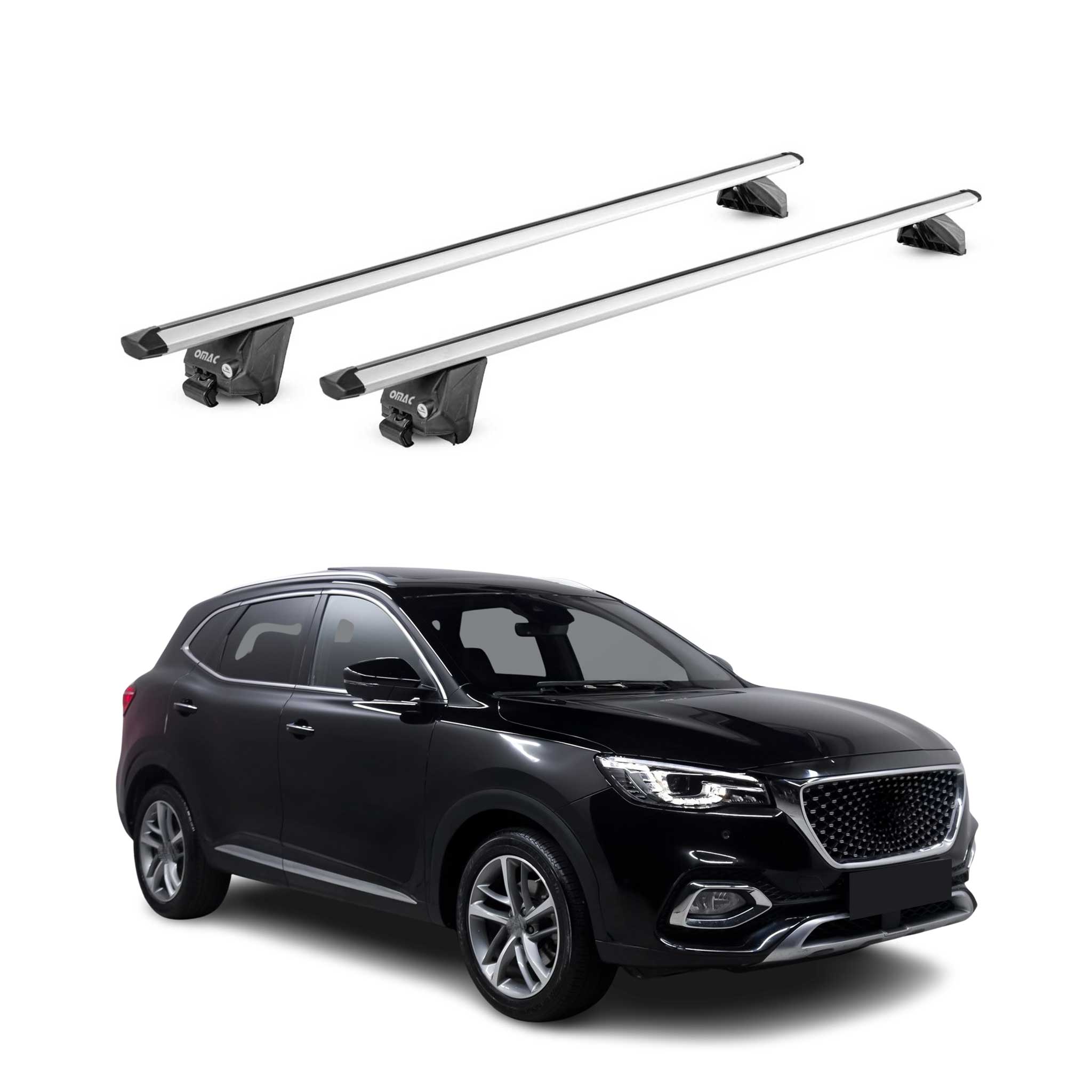 Barres de toit transversales pour MG HS 2018-2024 Alu Gris Argenté 2 pièces ABE