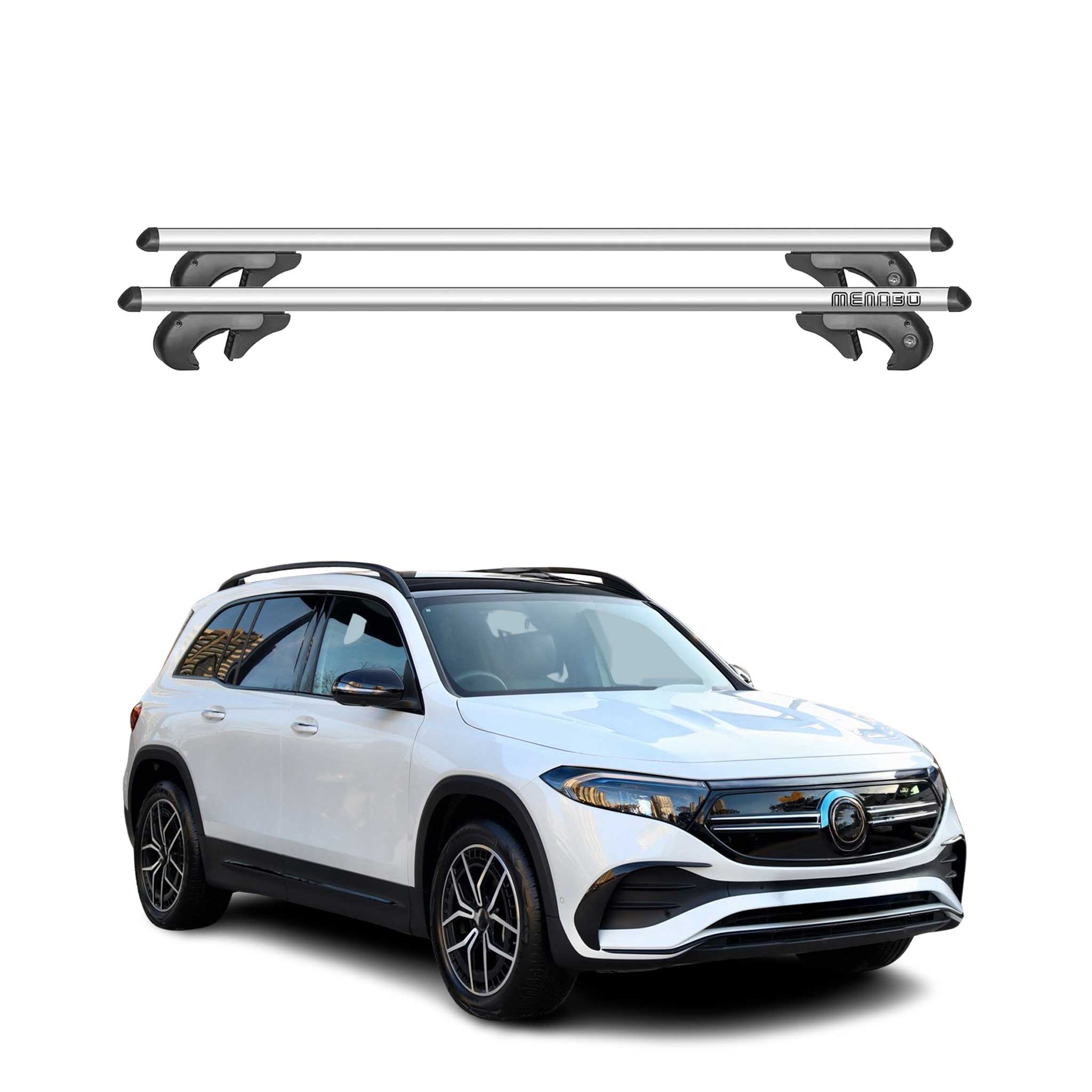 Barres de toit transversales pour Mercedes EQB 2022-2026 90kg Alu Gris 2x