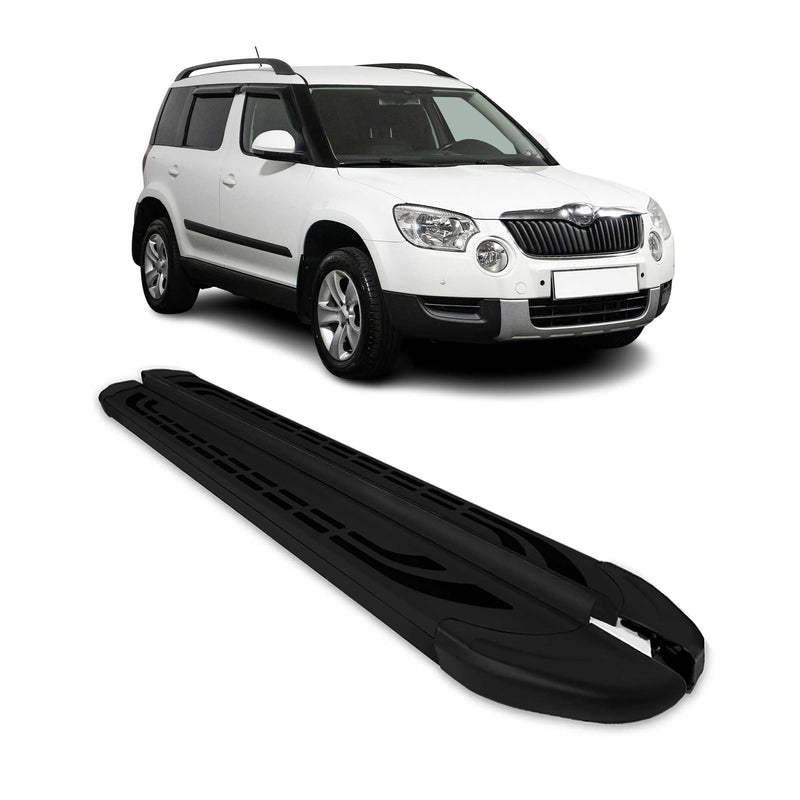 Marchepieds Latéraux pédale pour Skoda Yeti 2009-2017 Aluminium Noir 2Pcs