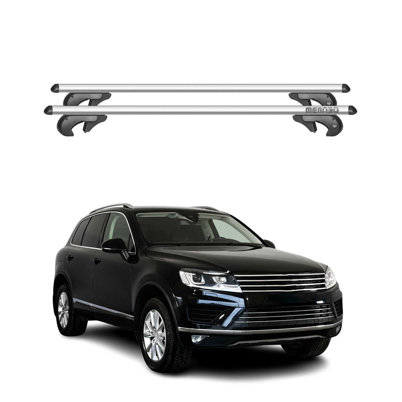 Barres de toit transversales pour VW Touareg 7P 2014-2018 90kg Alu Gris