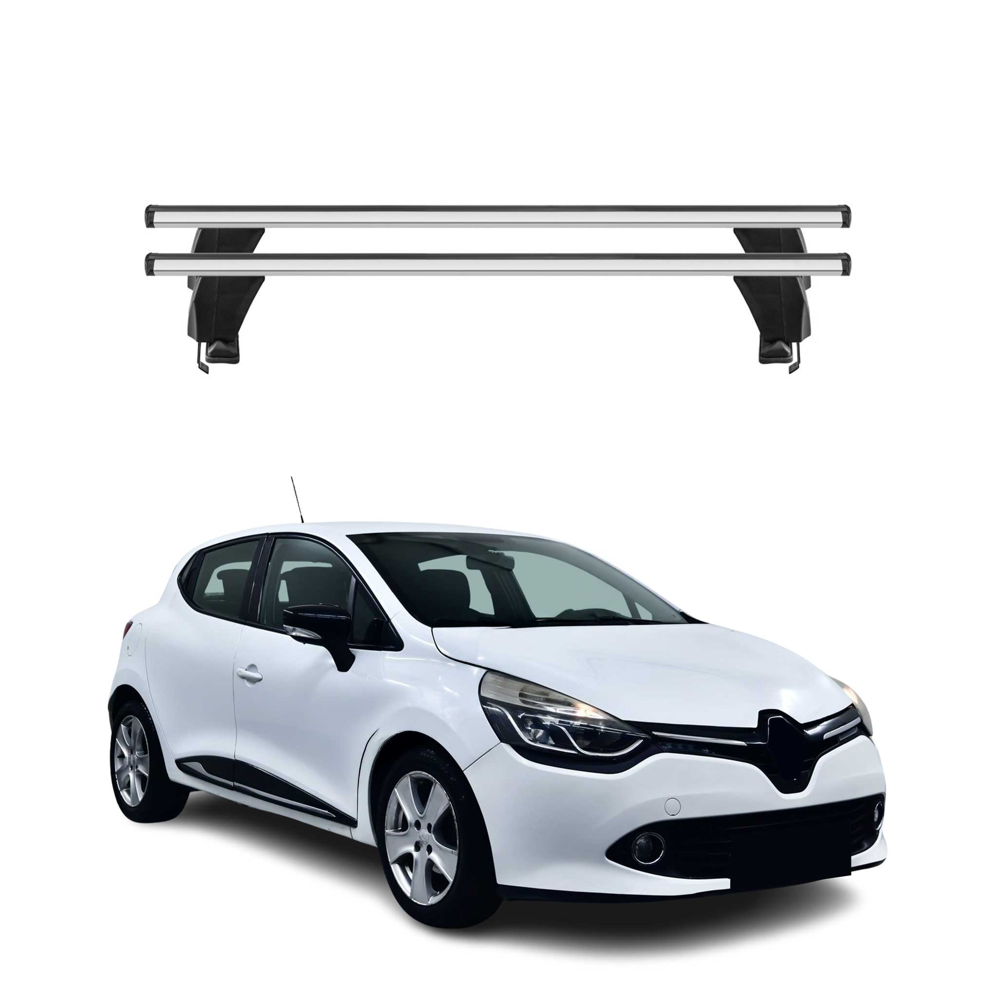 Menabo Barres de toit Transversales pour Renault Clio 4 2012-2019 Alu Gris 2x
