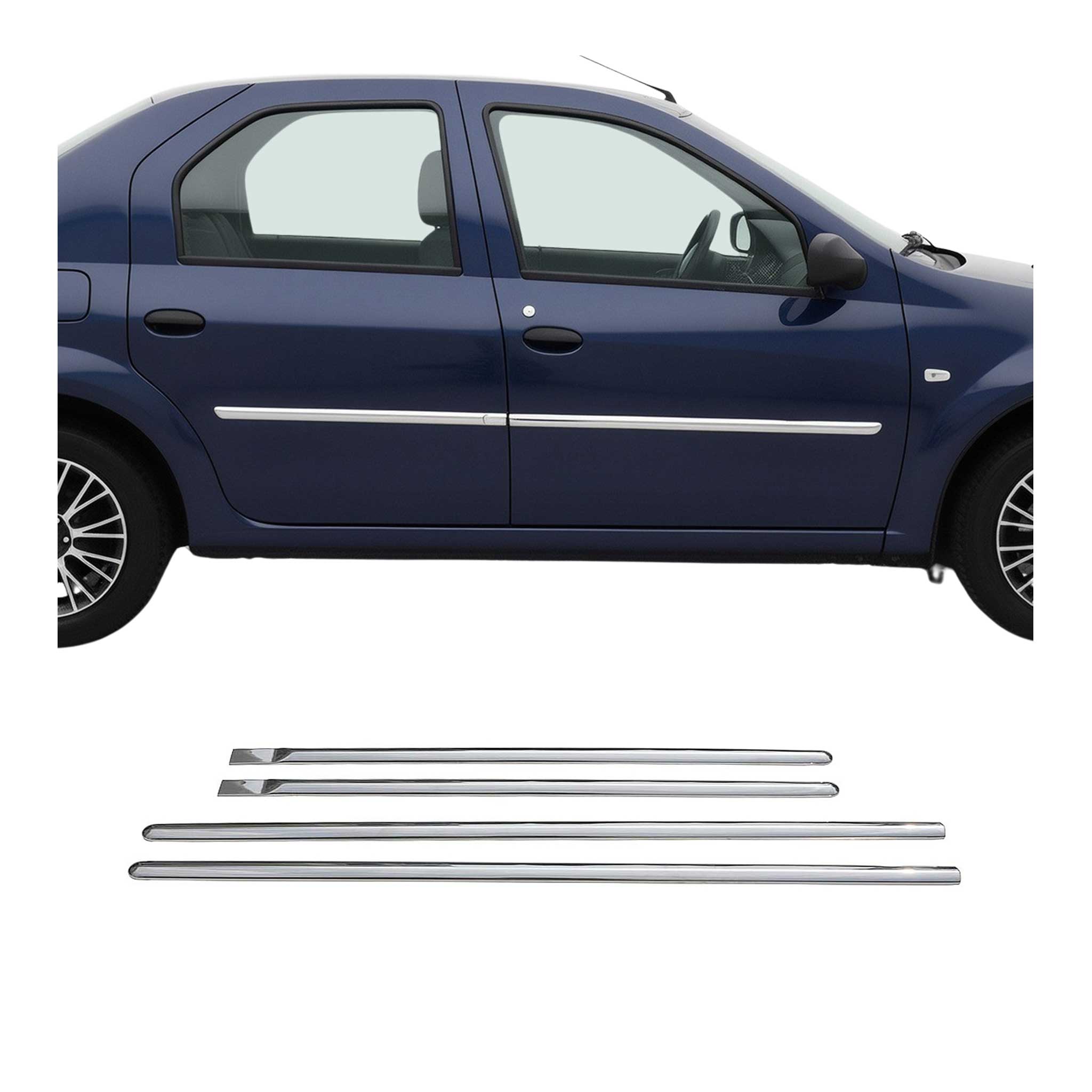 Garniture Baguette de porte latérale pour Dacia Logan Limo en acier inox 4Pcs