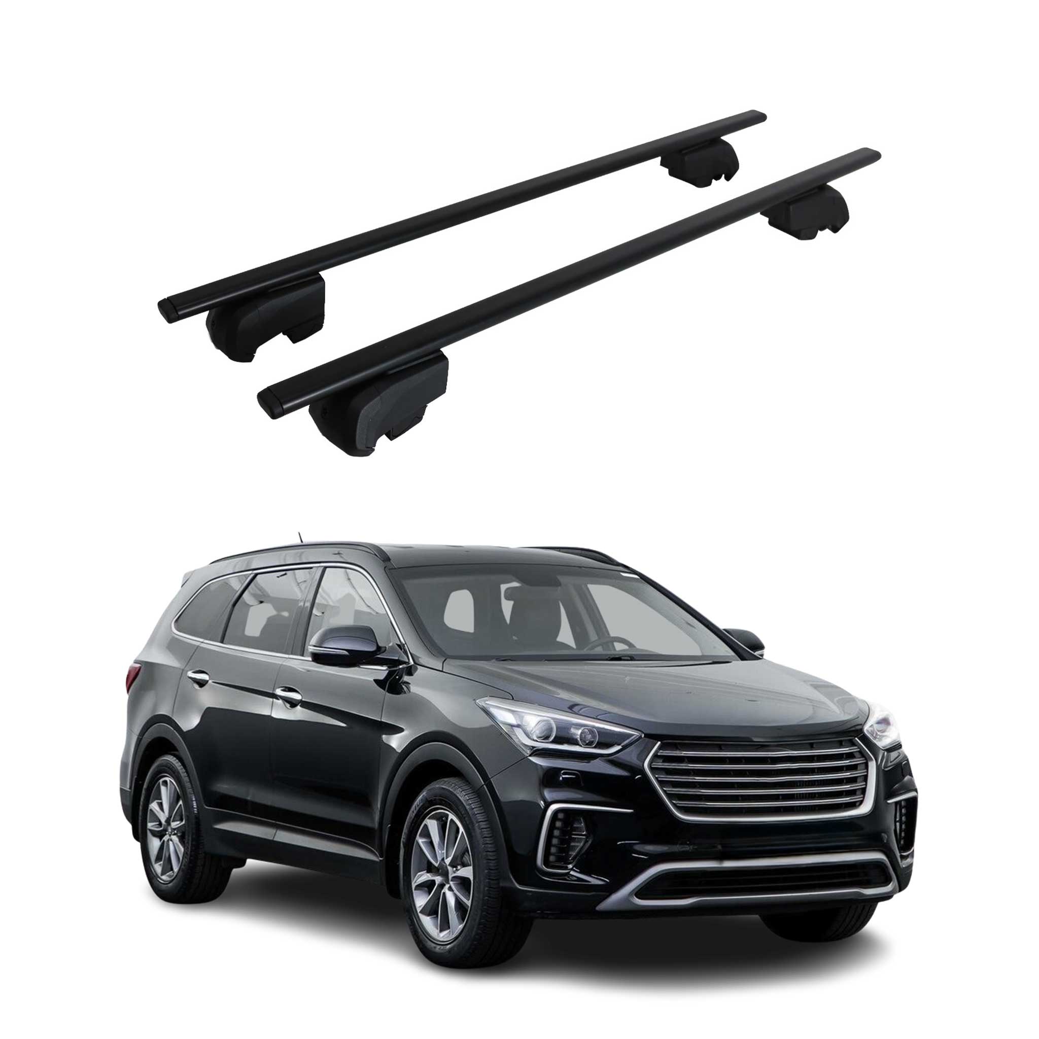 Barres de toit pour Hyundai Santa Fe III / Grand Santa Fe 2013-2018 Fer Noir 2x
