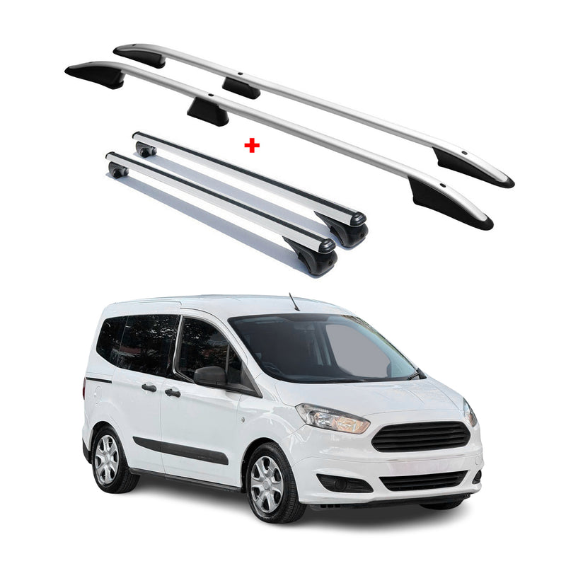 Kit Barres de toit pour Ford Tourneo Courier 2014-2023 Alu Noir 4x