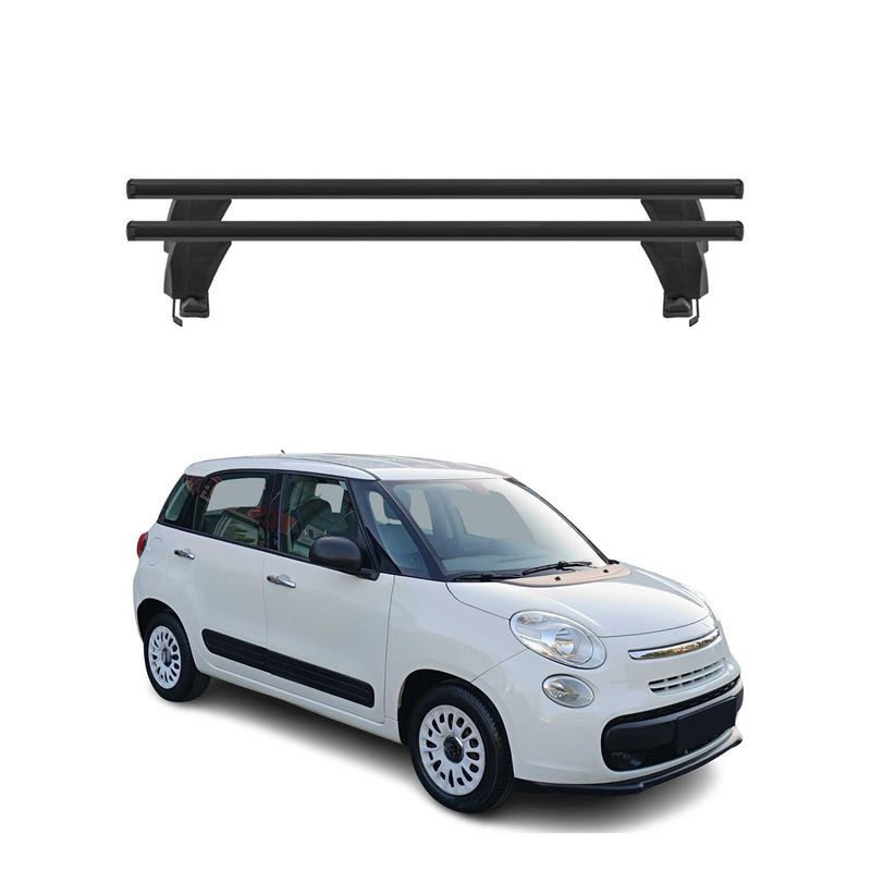 Menabo Barres de toit Transversales pour Fiat 500L 2012-2024 Alu Noir ABE 2x