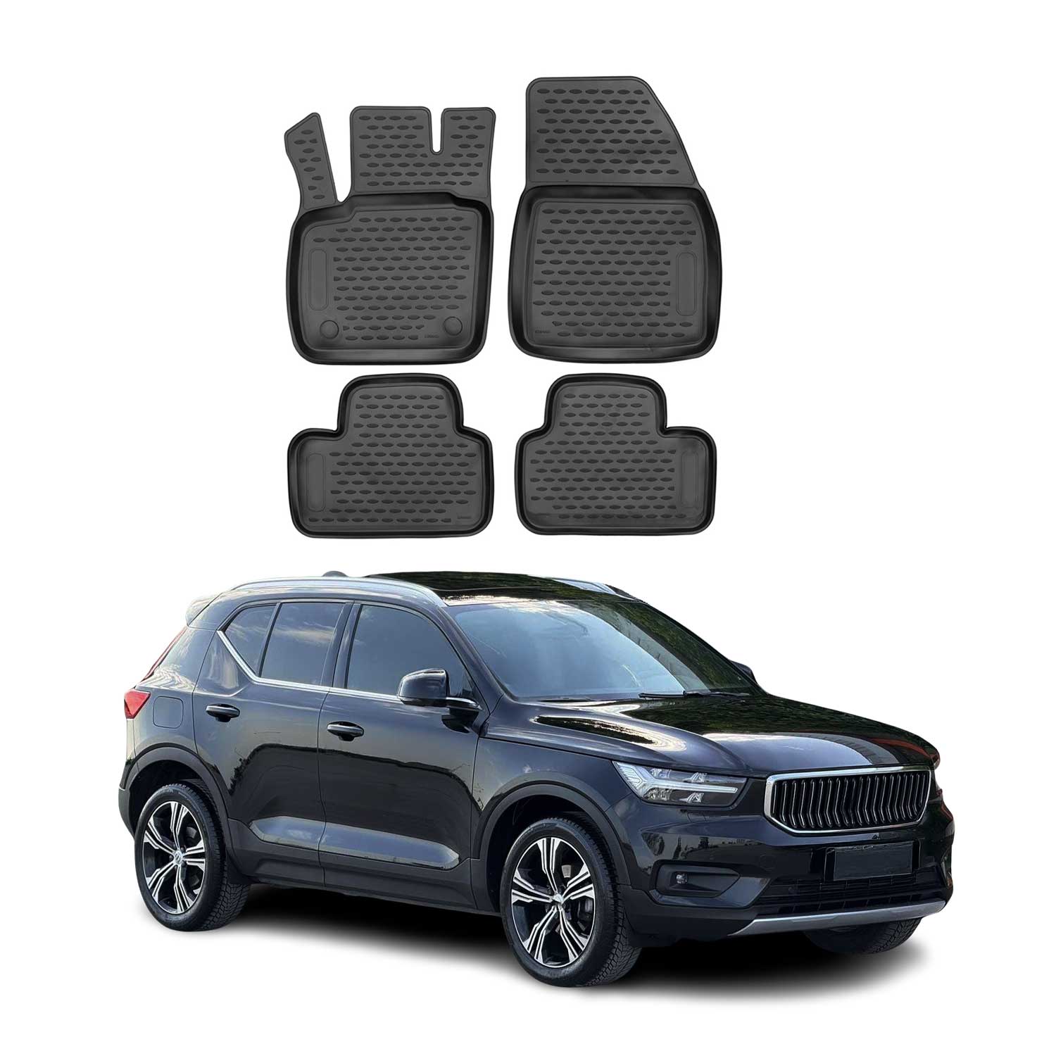 OMAC Tapis de sol pour Volvo XC40 2017-2024 en caoutchouc Noir