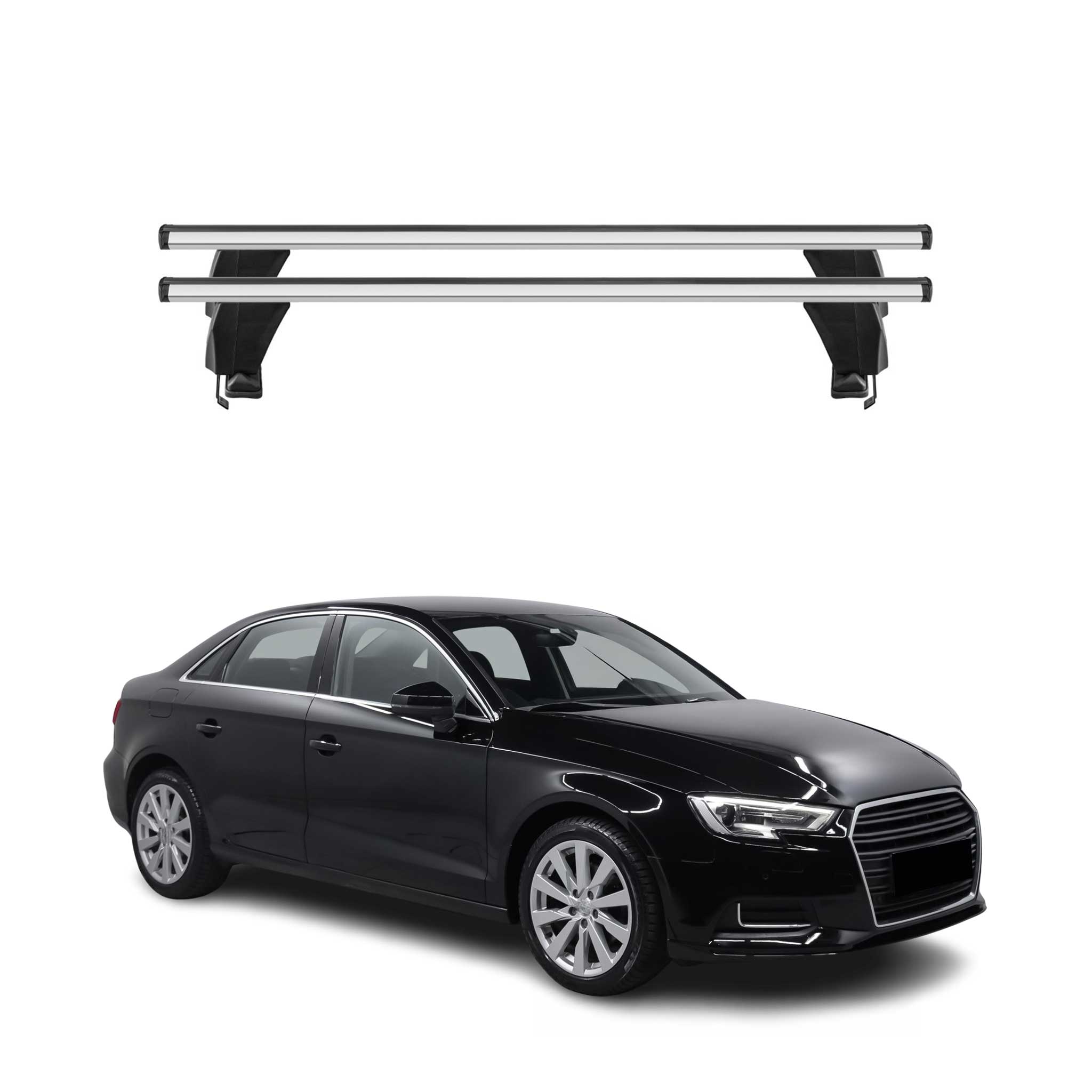 Menabo Barres de toit transversales pour Audi A3 8V Berline 2013-20 Alu Gris 2x