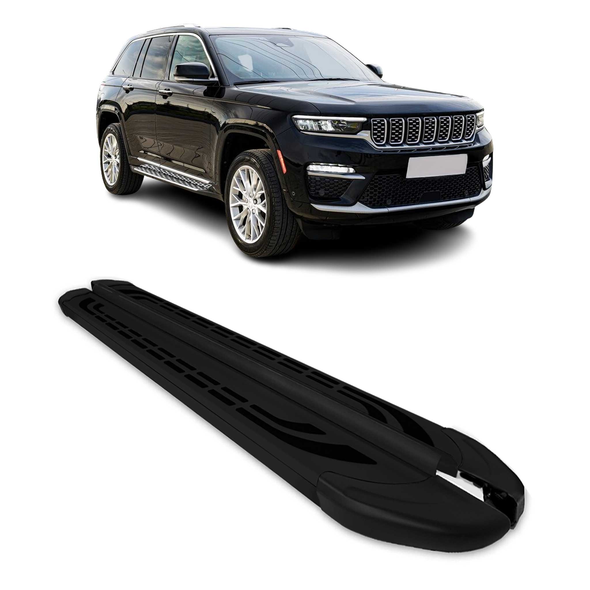 Marchepieds latéraux pédale pour Jeep Grand Cherokee WL 2022-26 L2 Alu Noir 2Pcs