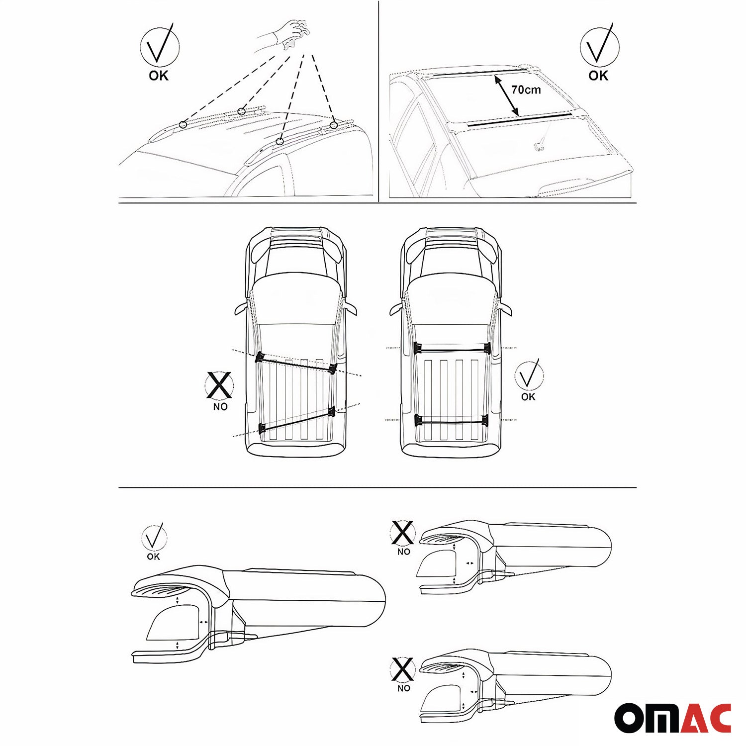 Barres de Toit Transversales pour Mercedes Viano Vito W638 W639 W447 2003-2026