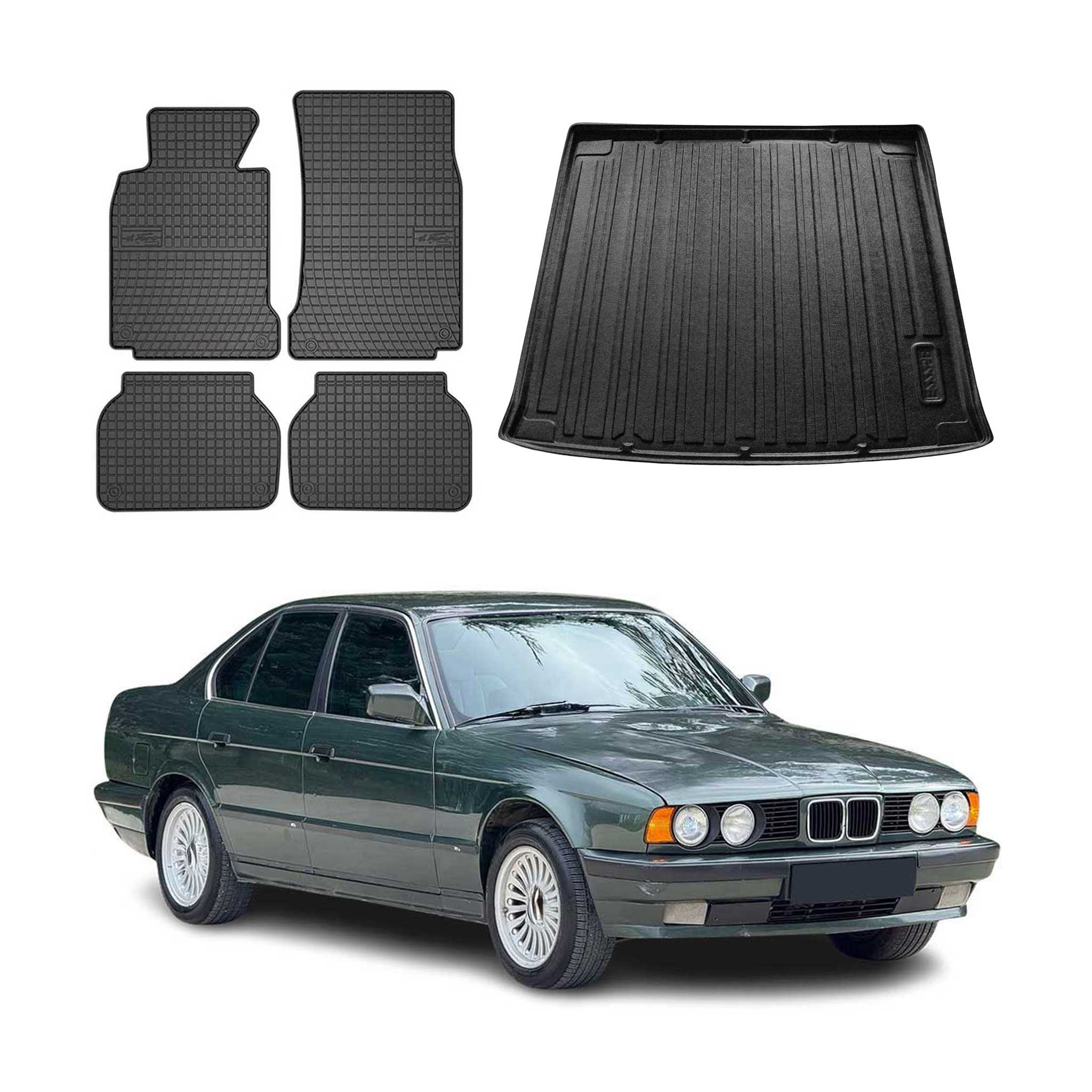 Kit Tapis de sol et coffre pour BMW Série 5 E39 Break 1997-2004 Noir TPE