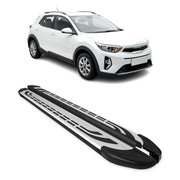 Marchepieds Latéraux pour Kia Stonic 2017-2026 Gris Noir Aluminium 2Pcs