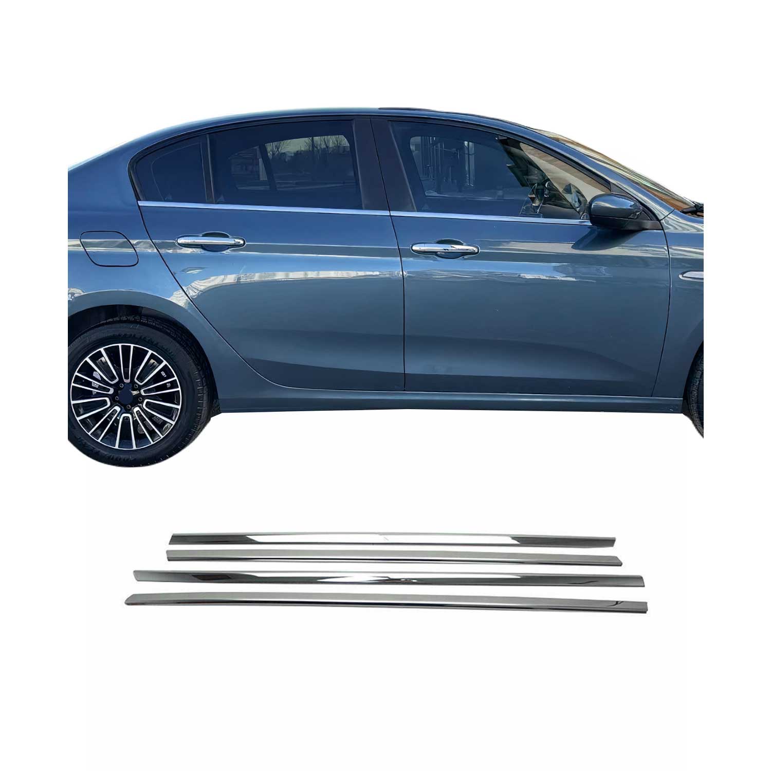 Garniture de Fenêtre pour Fiat Tipo 2015-2026 Berline Acier Inox 4Pcs