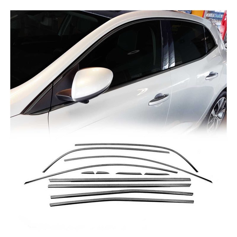 Garniture de Fenêtre pour Renault Megane HB 2016-2020 Acier Inox Foncé 12Pcs
