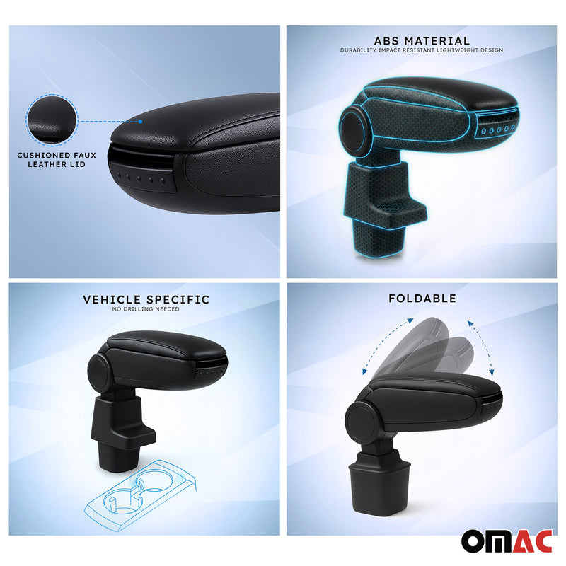 Accoudoir pour Fiat 500L 2013-2017 Vinyl Abs Noir