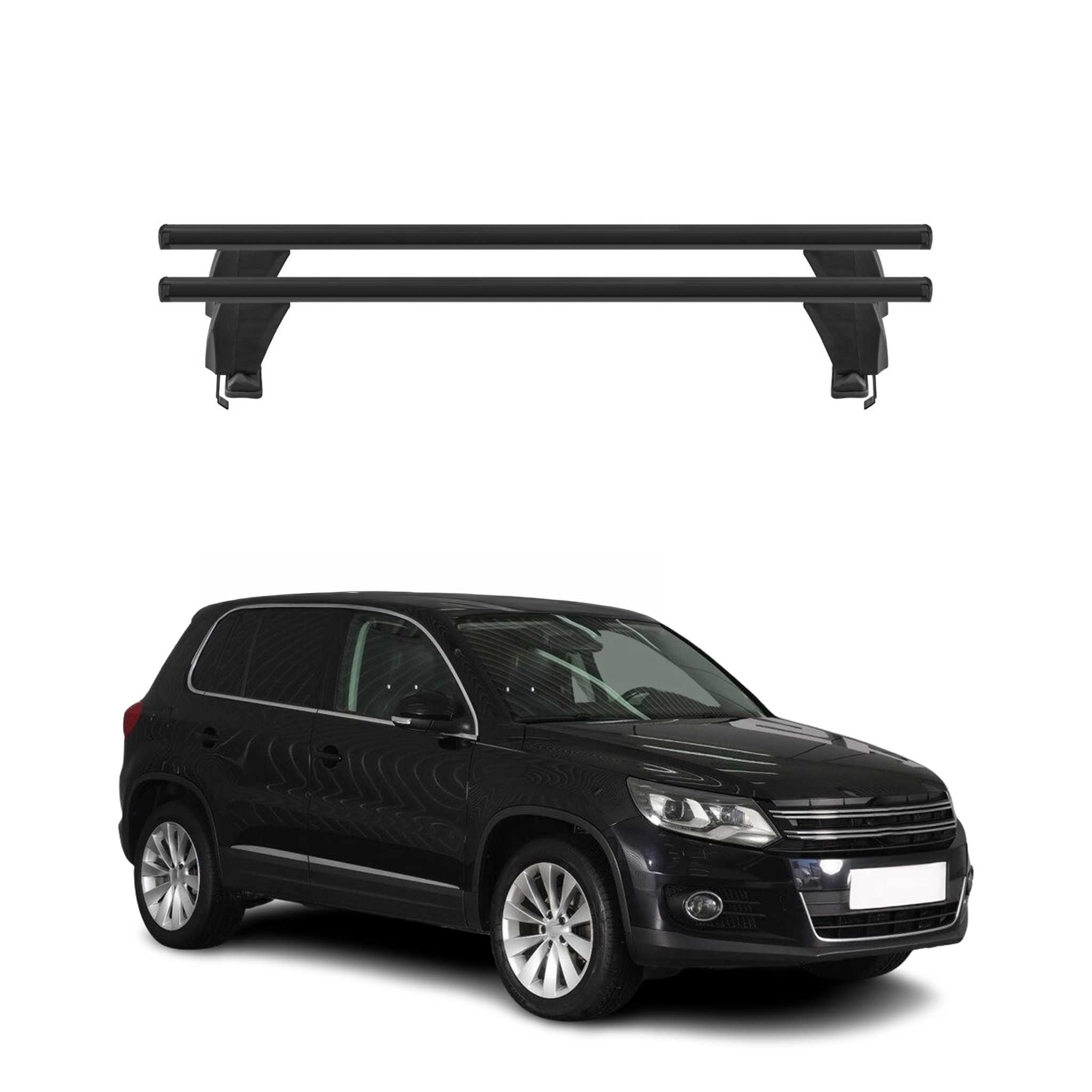 Menabo Barres de toit Transversales pour VW Tiguan 2007-2011 Alu Noir ABE 2x