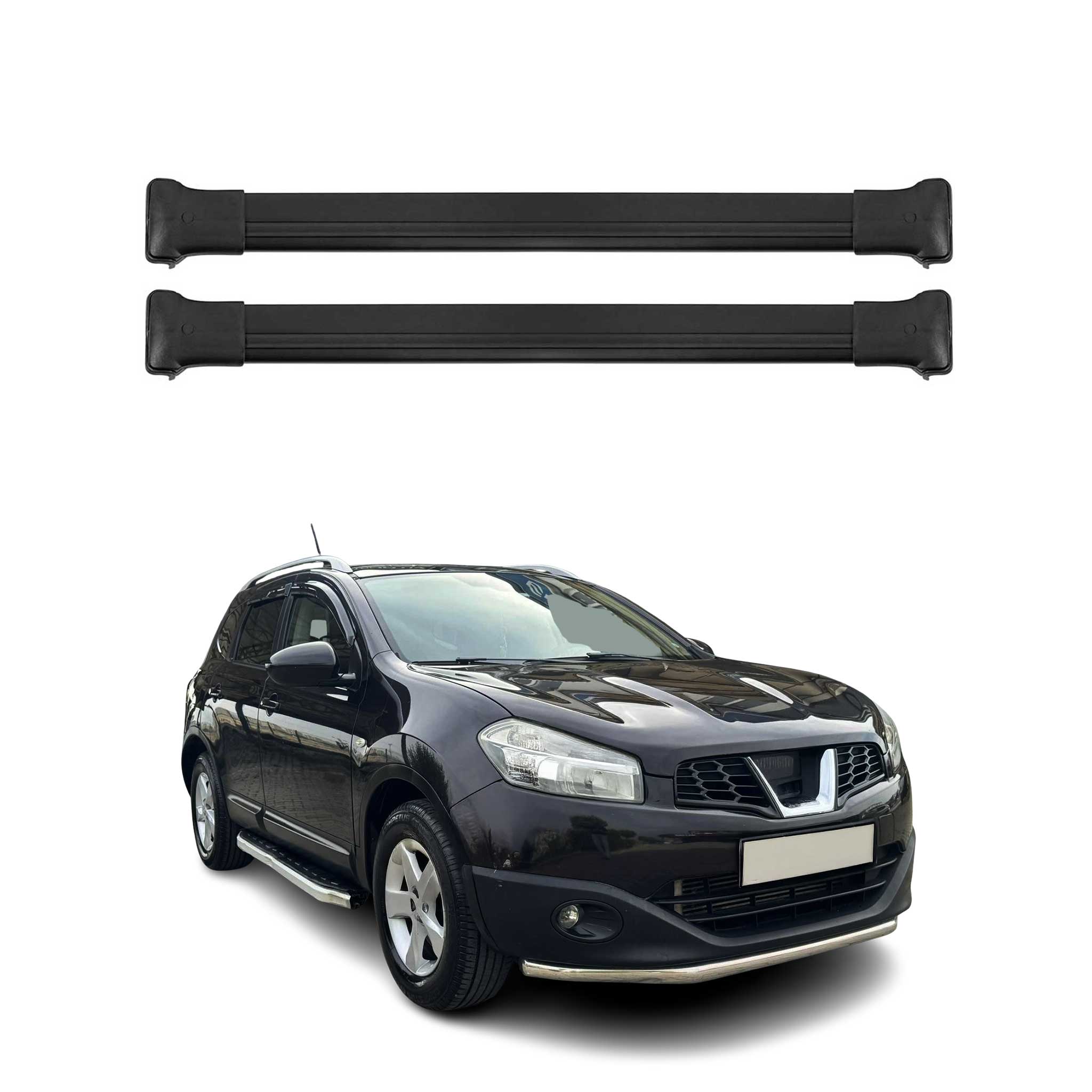 Barres de toit transversales pour Nissan Qashqai 2006-2014 Noir Aluminium