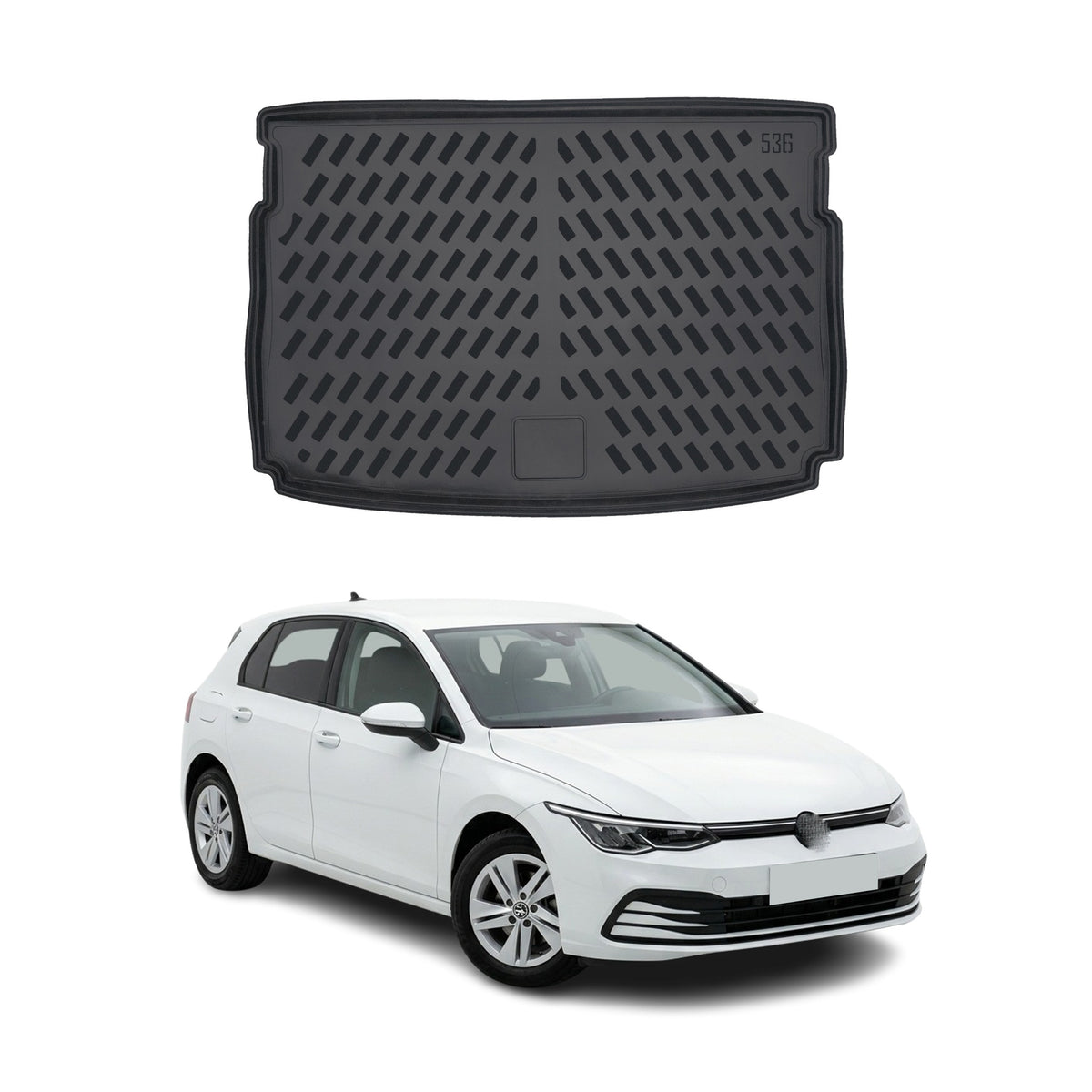 Tapis de coffre pour Volkswagen Golf 8 HB 2019-2027 Noir 3D en Caoutchouc TPE