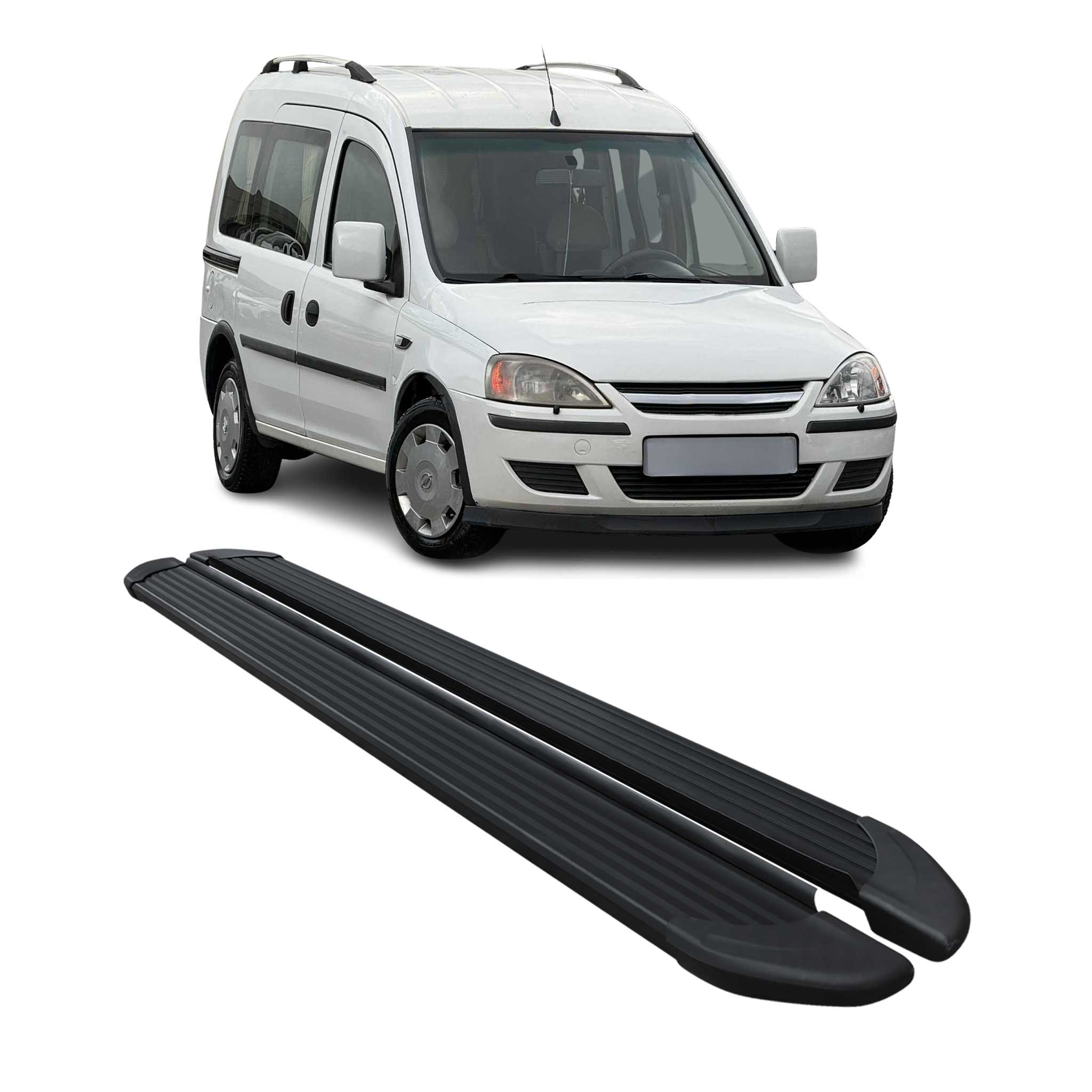 Marchepieds Latéraux Pédale pour Opel Combo 2001-2011 en Aluminium Noir 2x