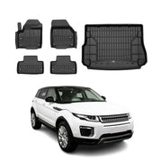 Kit Tapis de Sol et Coffre pour Land Rover Range Rover Evoque 2011-2018 TPE Noir