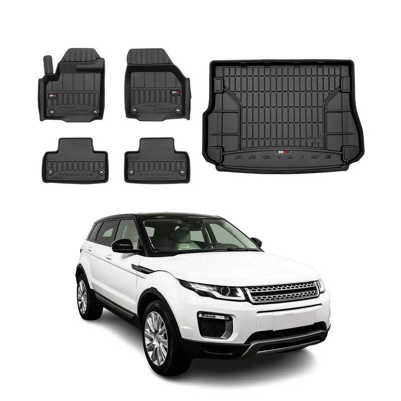Kit Tapis de Sol et Coffre pour Land Rover Range Rover Evoque 2011-2018 TPE Noir