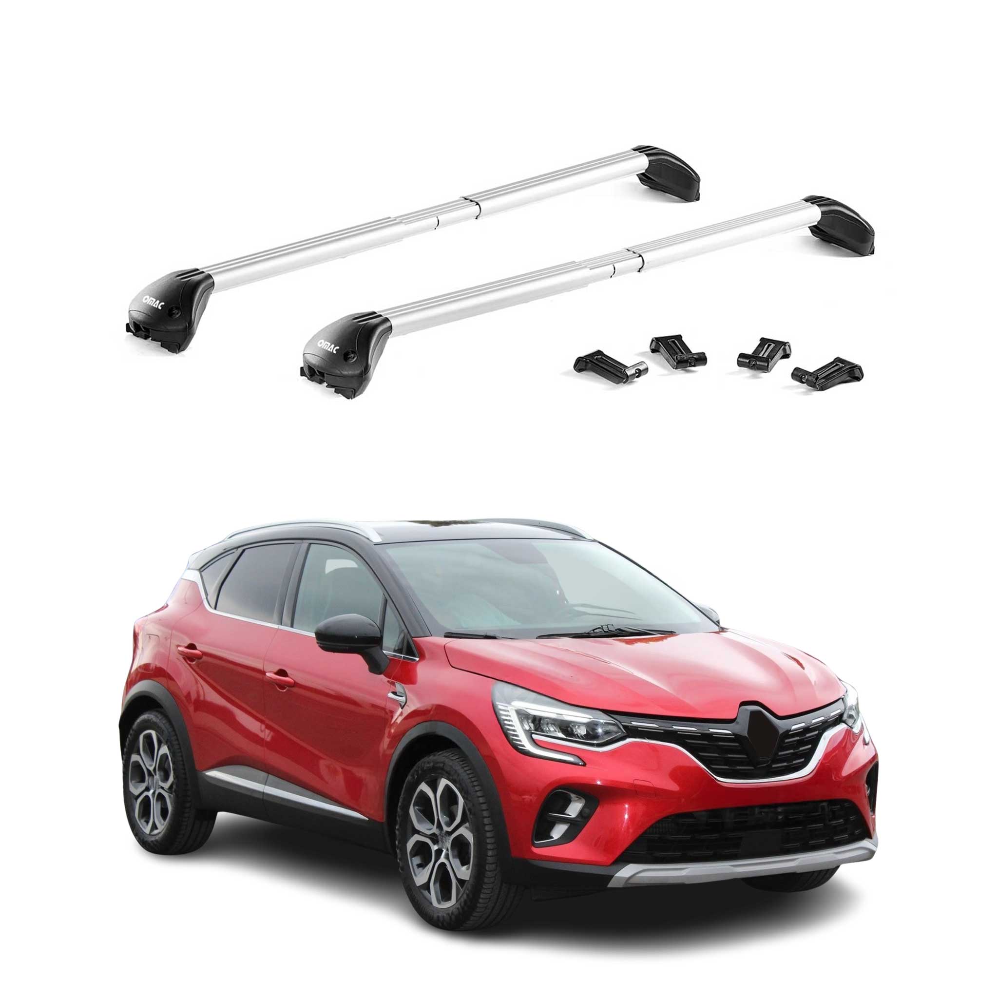 Barres de toit transversales pour Renault Captur II 2019-2026 Alu Gris 2x ABE