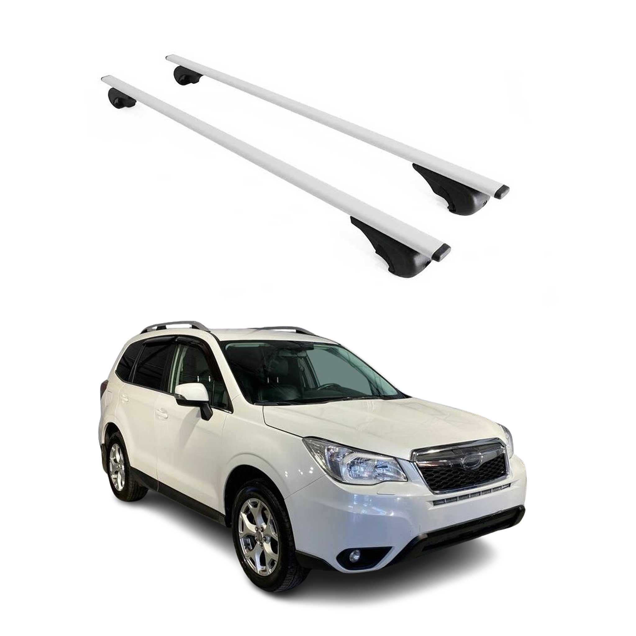 Barres de toit Transversales pour Subaru Forester IV 2013-2018 Fer Argent