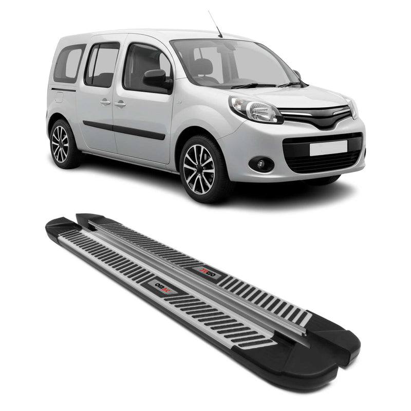 Marchepieds Latéraux pour Renault Kangoo 2008-2021 Noir Gris Aluminium 2Pcs