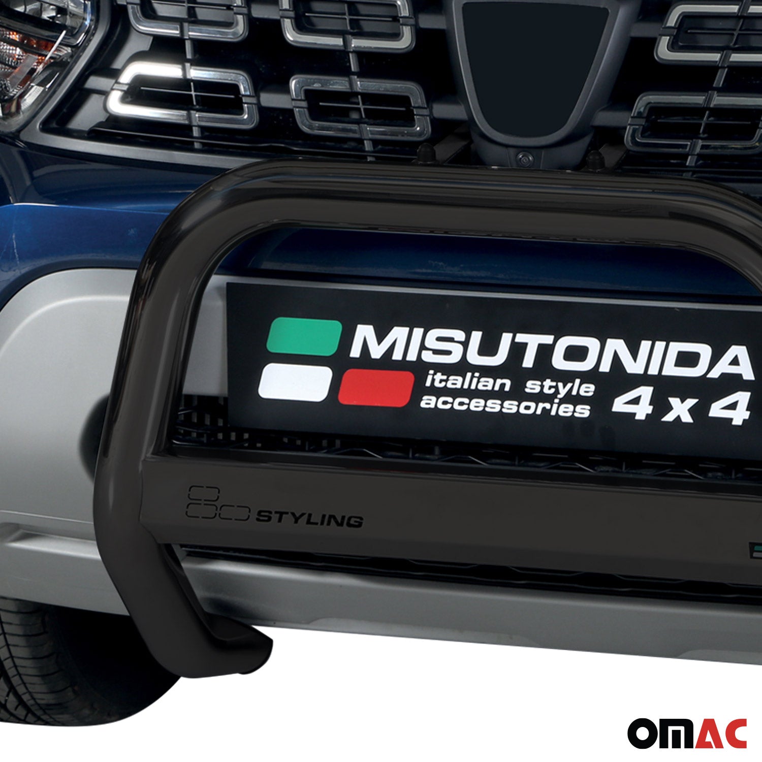 Pare-buffle Avant pour Dacia Duster 2020-2025 63mm en Acier Inoxydable Noir