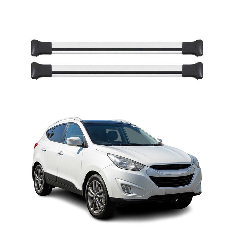 Barres de toit transversales pour Hyundai ix35 2009-2013 Aluminium Gris