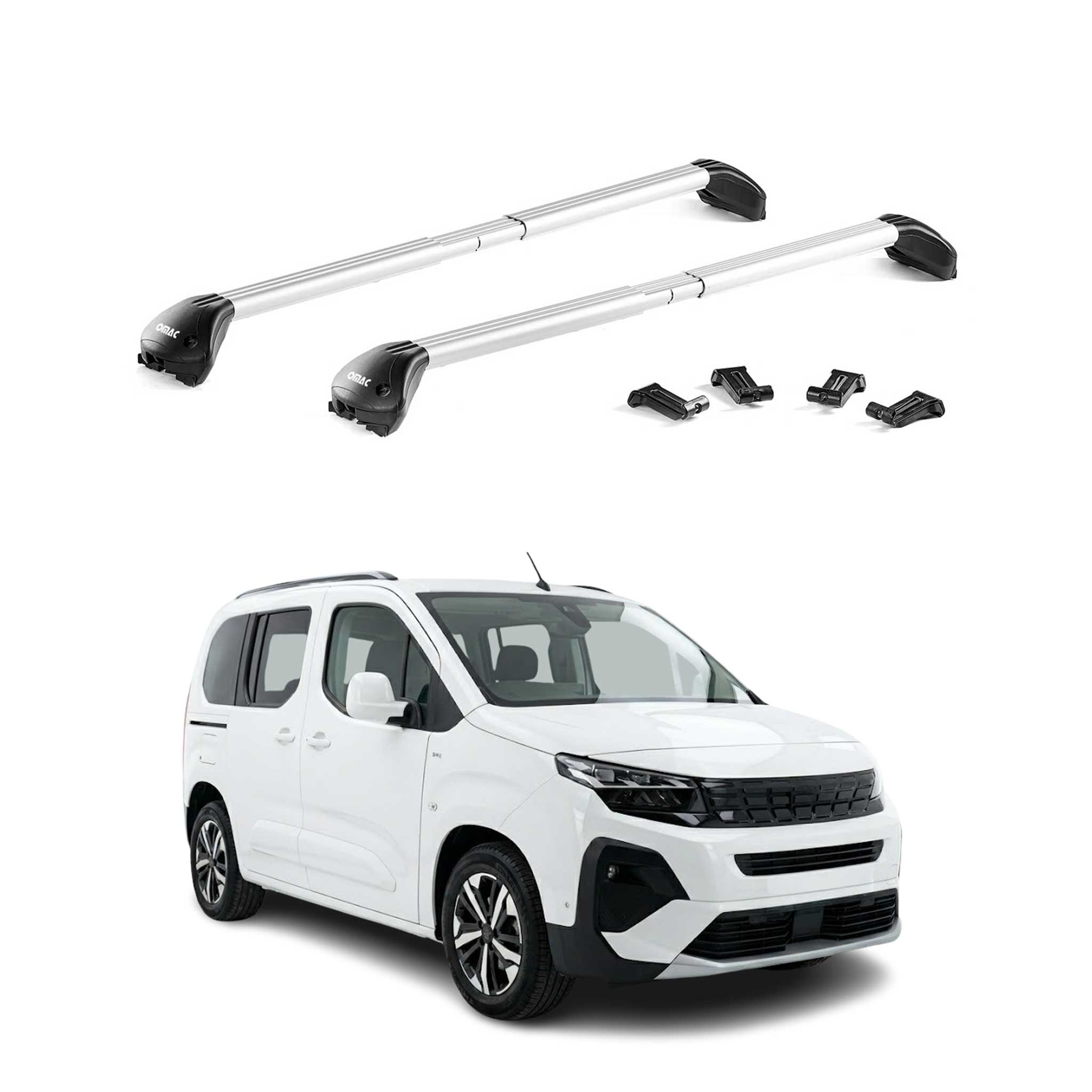 Barres de toit pour Peugeot Partner III / Rifter 2023-2026 Facelift Gris 2x ABE