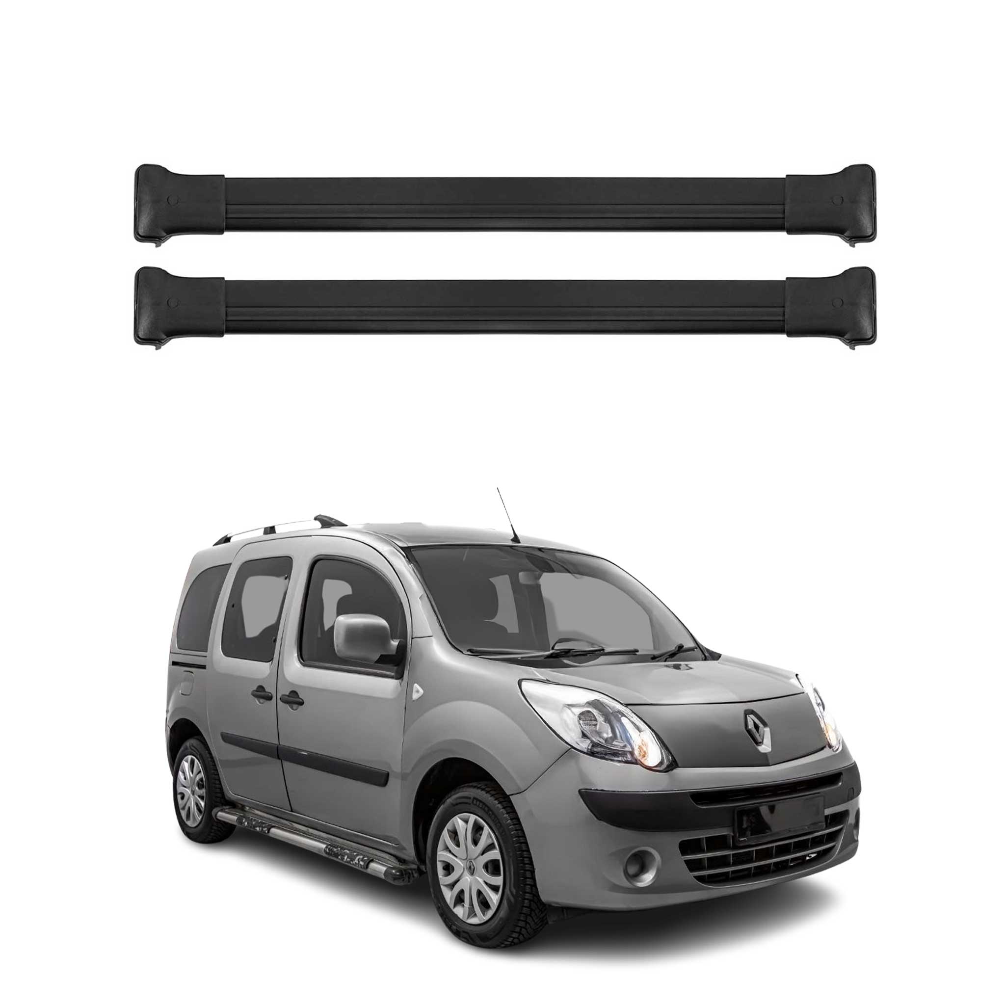 Barres De Toit Transversales pour Renault Kangoo 2008-2021 Alu Noir 2x